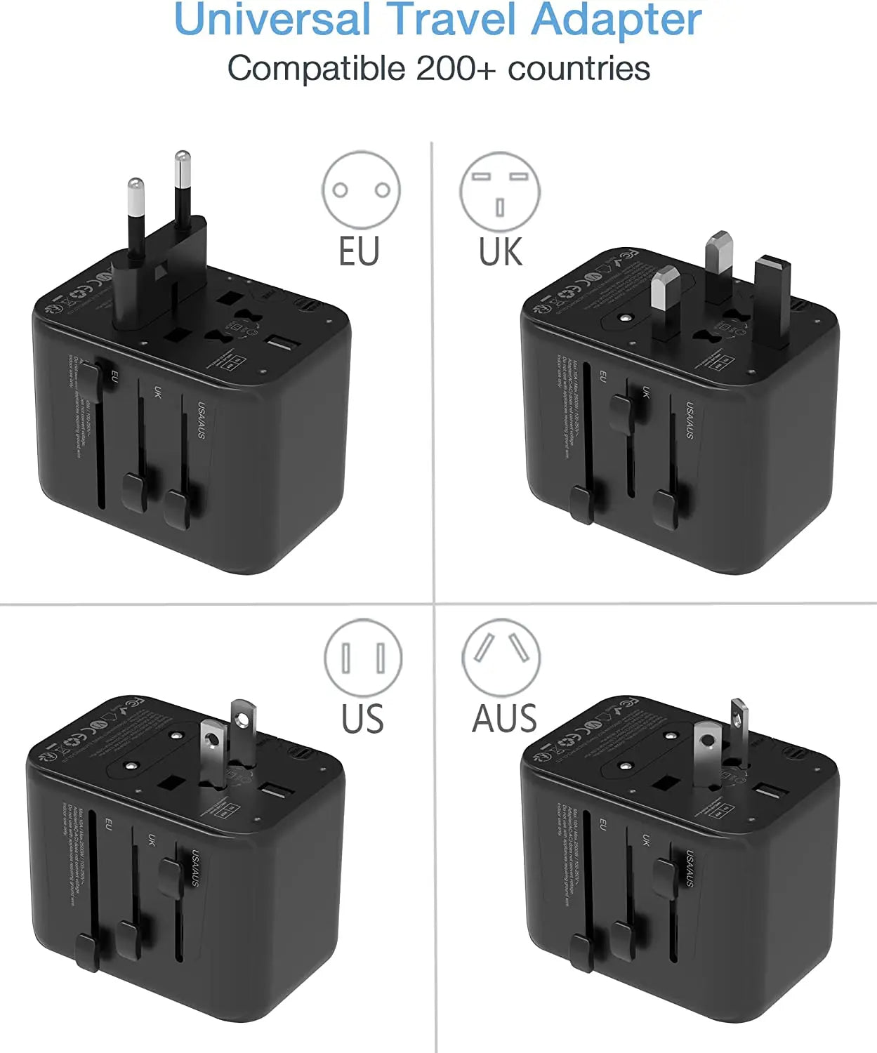 TESSAN - 28W Universal International Travel Plug Adapter with 2 USB & 3 USB C Ports