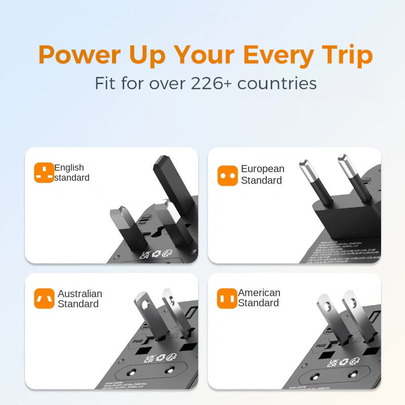 TESSAN - Universal 85W International Travel Adapter with Built-in USB-C 75cm Cable / 656EFW