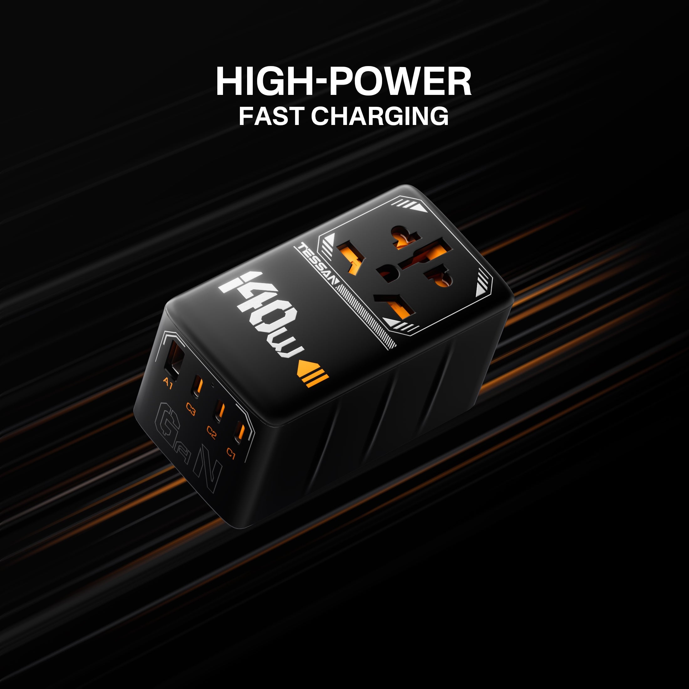 TESSAN - 140W Universal Travel Adapter GaN Charger with USB-C & USB Ports