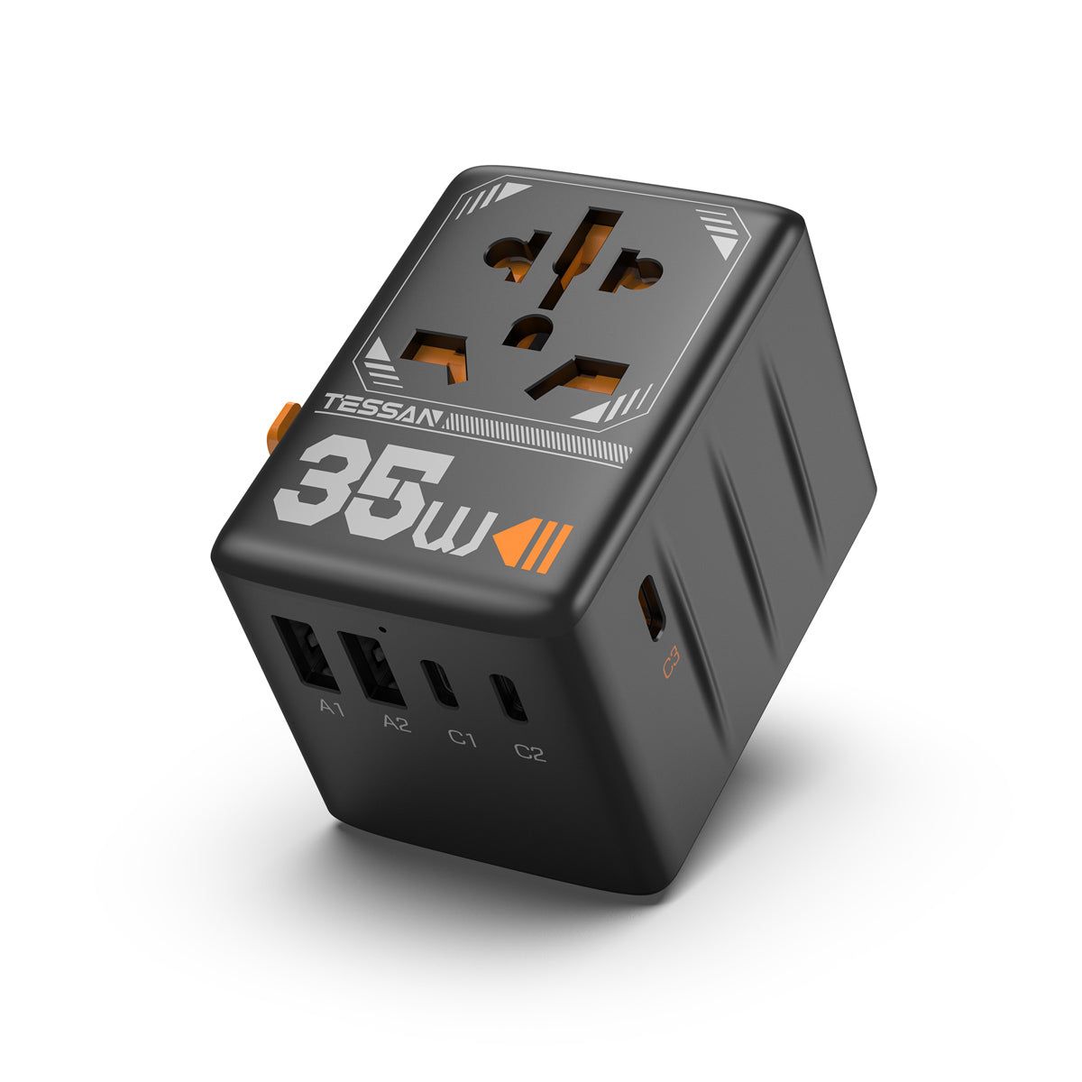 TESSAN - Universal 35W Travel Adaptor with 3 USB C & 2 USB Charging Ports
