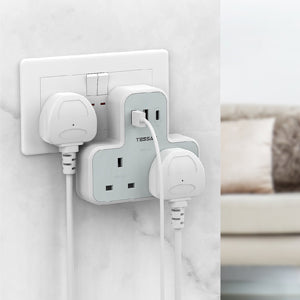 TESSAN - 2 AC outlets Socket Multi Plug Extension Wall Adapter with 1 USB C and 2 USB Ports