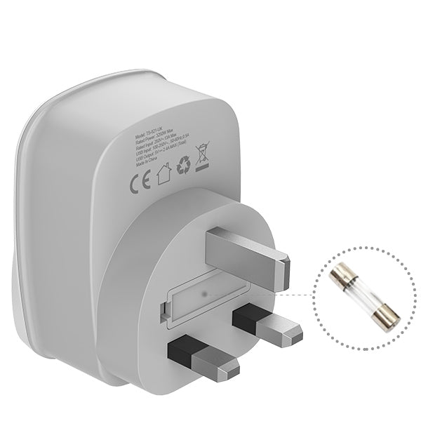 TESSAN - USB Plug Adaptor For Travel to UK US EU Japan Outlet with 2 USB Ports