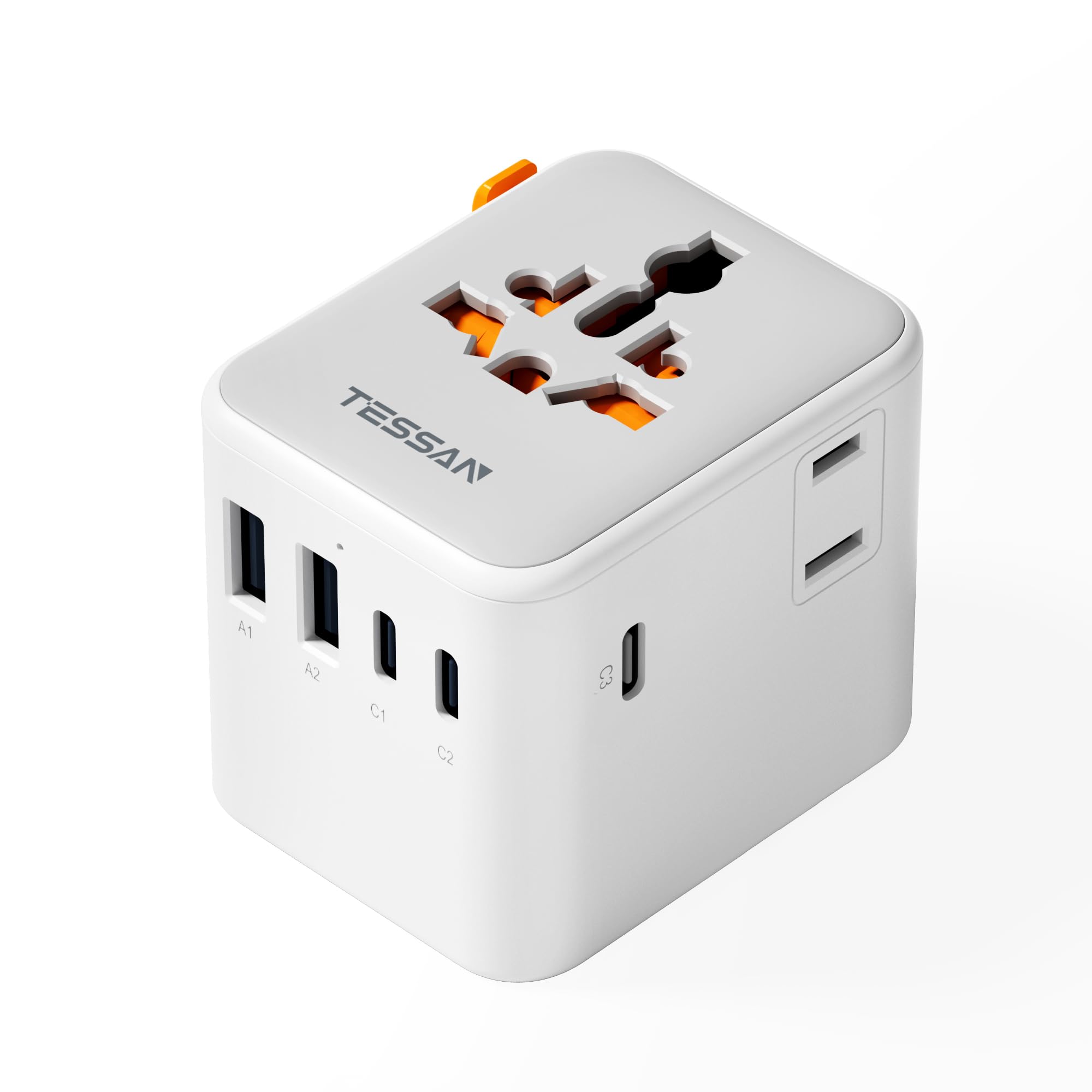 TESSAN - Universal 28W International Travel Adapter with 2 USB A & 3 C Ports