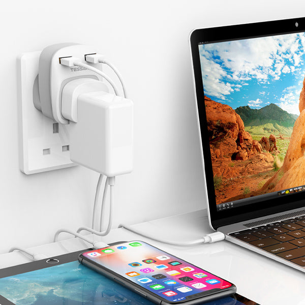 TESSAN - USB Plug Adaptor For Travel to UK US EU Japan Outlet with 2 USB Ports