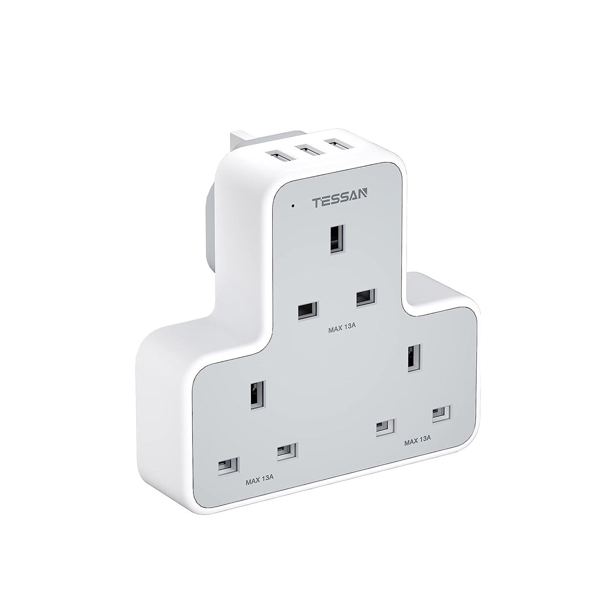 TESSAN - 3 AC Wall Socket Outlet Multi Plug Extension Wall Adapter with 3 USB Ports / TS-226