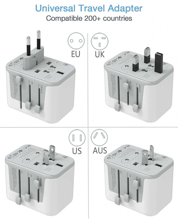 TESSAN - Universal Travel Adapter 28W Travel Plug with 3 USB C & 2 USB Ports