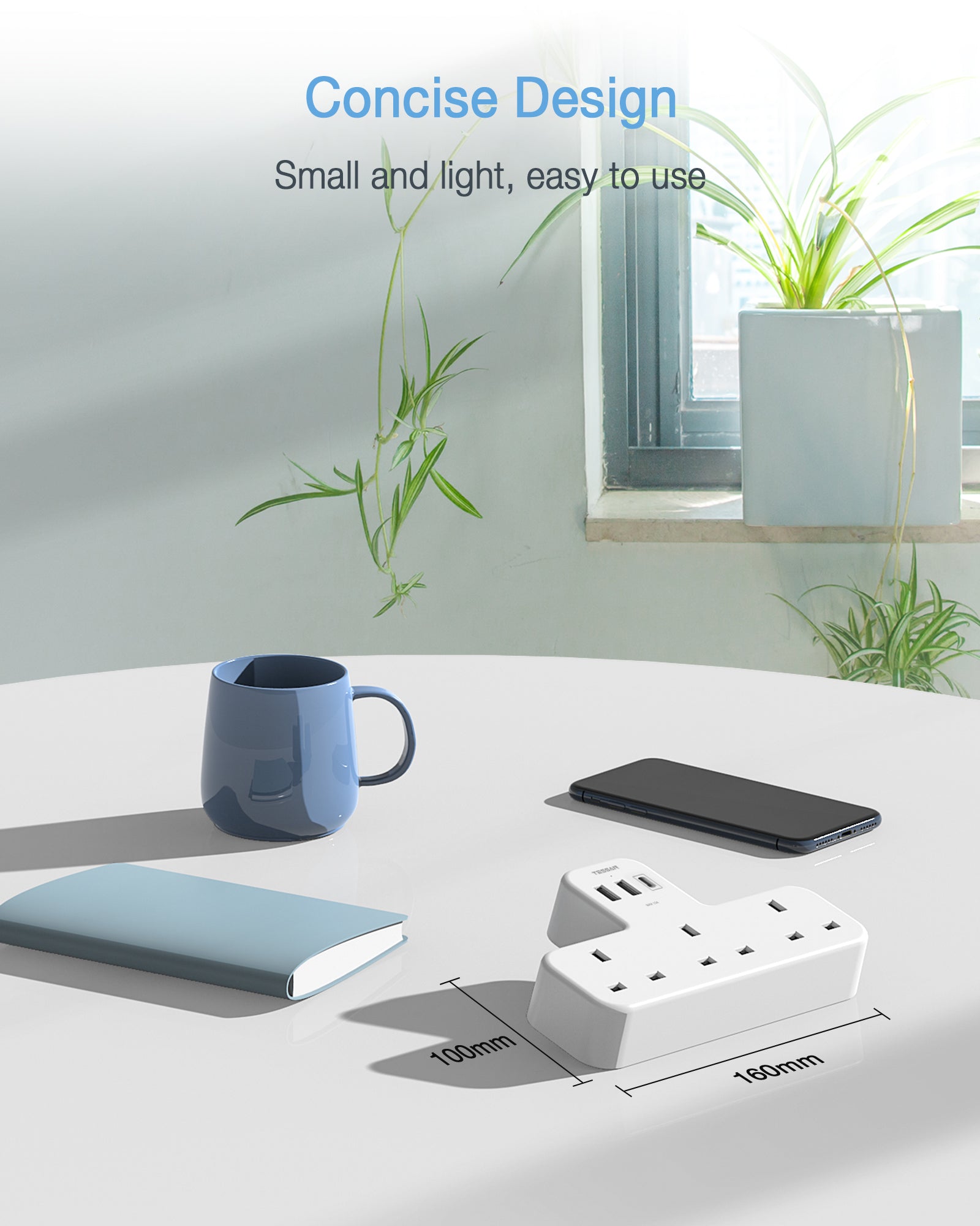 TESSAN - Extension Wall Plug with 3 AC Outlets , 2 USB-A and 1 USB-C Ports