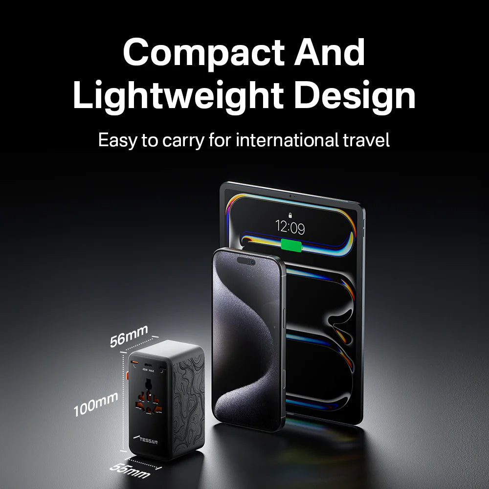 TESSAN 205W Universal Travel Plug Adapter International Travel Adapter Worldwide with USB Type C