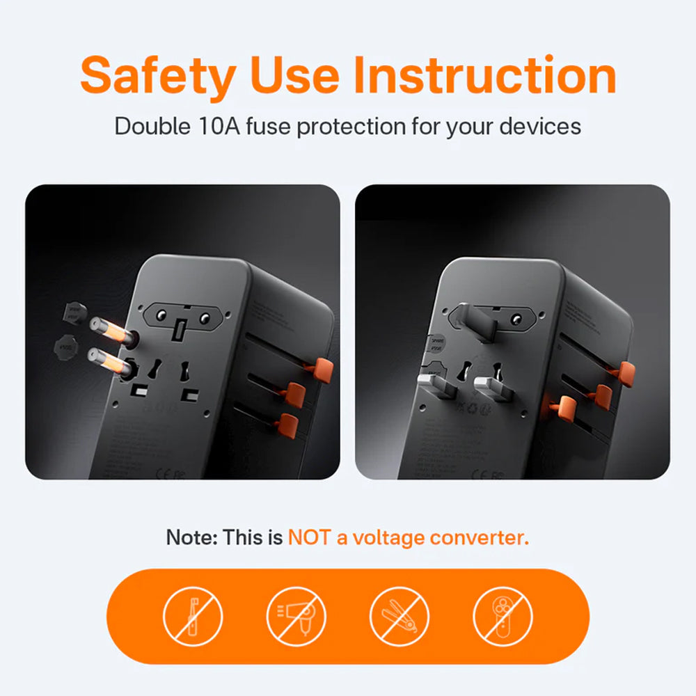 TESSAN 205W Universal Travel Plug Adapter International Travel Adapter Worldwide with USB Type C