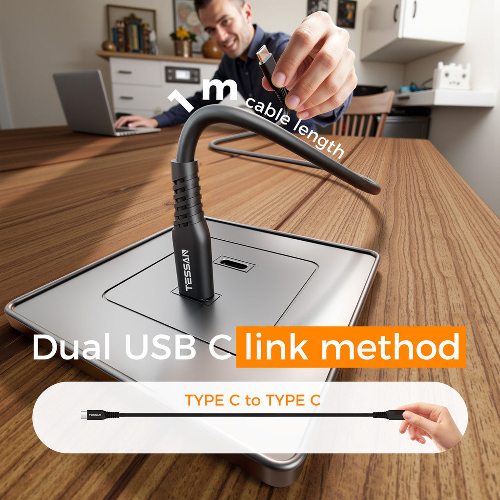 Tessan 60W USB Type C To Type C Cable 20V 3A Fast Charging Charger Cable 1M Super Fast Data Cable