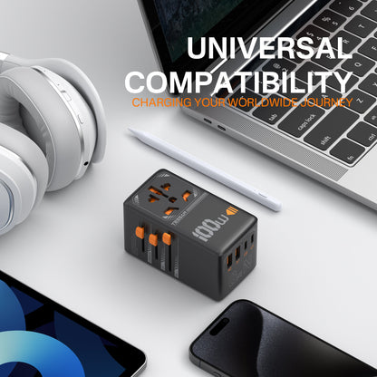 TESSAN - International 100W Fast Charging Adaptor with 2 USB C & 2 USB Charging Ports