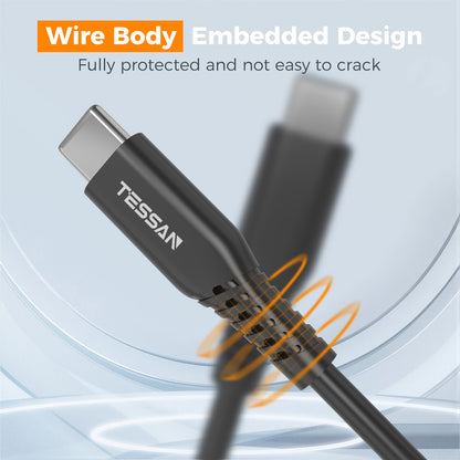 Tessan 60W USB Type C To Type C Cable 20V 3A Fast Charging Charger Cable 1M Super Fast Data Cable