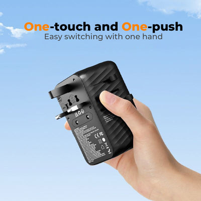 TESSAN - Universal 85W International Travel Adapter with Built-in USB-C 75cm Cable / 656EFW
