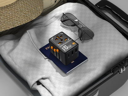 TESSAN - International 15W Travel Adapter Plug with 1 USB C and 2 USB Charging Ports