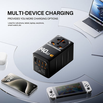 TESSAN - 140W Universal Travel Adapter GaN Charger with USB-C & USB Ports
