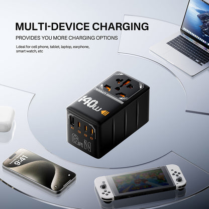 TESSAN - 140W Universal Travel Adapter GaN Charger with USB-C & USB Ports