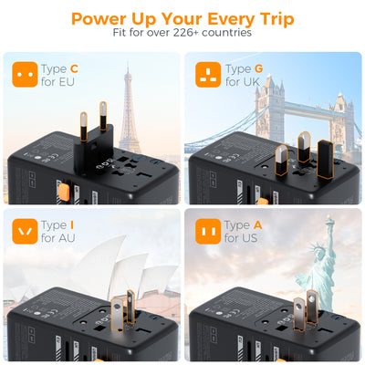 TESSAN - 140W Universal Travel Adapter GaN Charger with USB-C & USB Ports