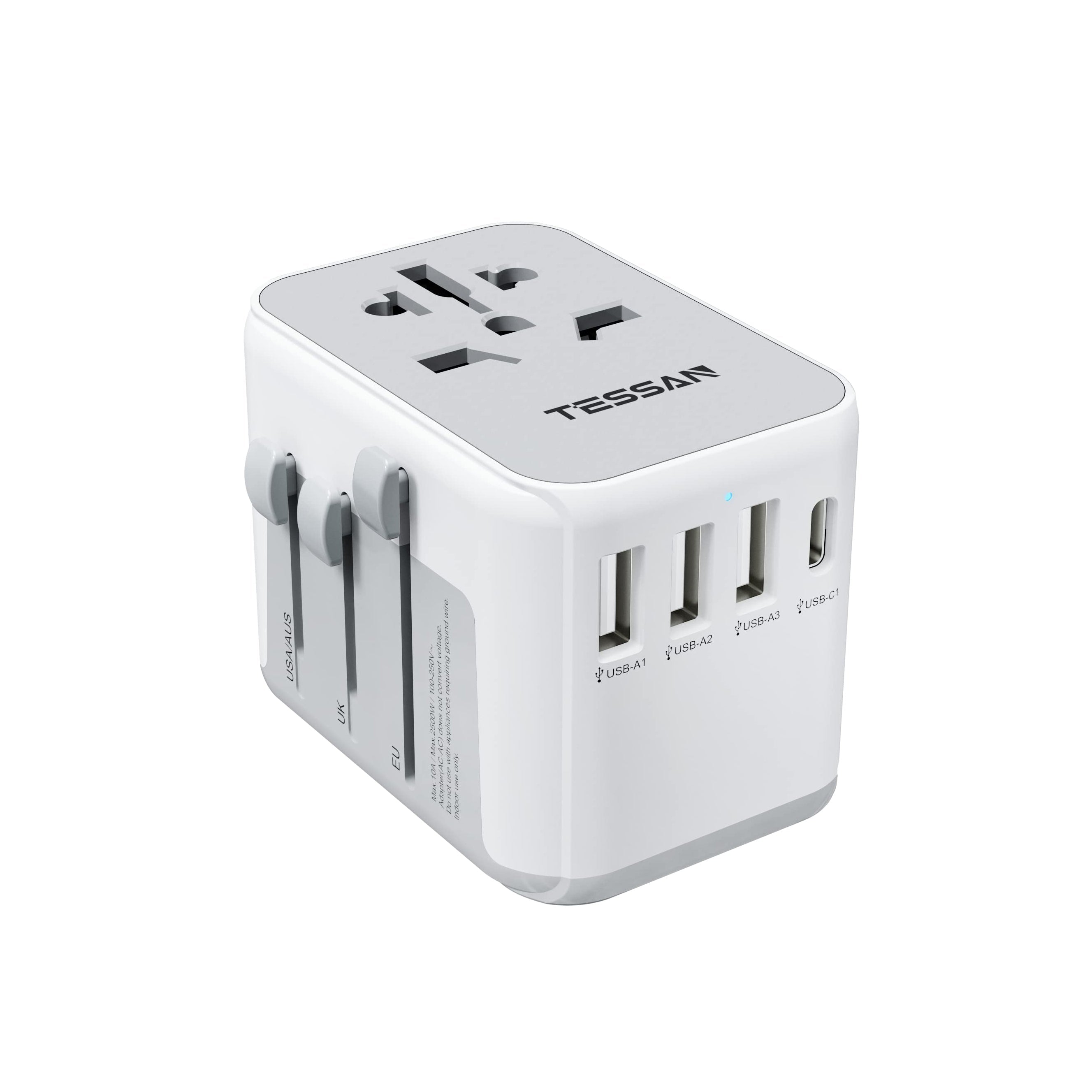 TESSAN - 17W Universal Travel Adapter with 1 USB C & 3 USB A Ports