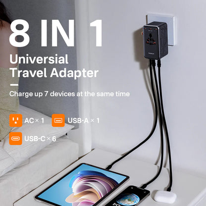 TESSAN 205W Universal Travel Plug Adapter International Travel Adapter Worldwide with USB Type C