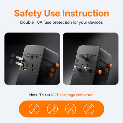 TESSAN 205W Universal Travel Plug Adapter International Travel Adapter Worldwide with USB Type C