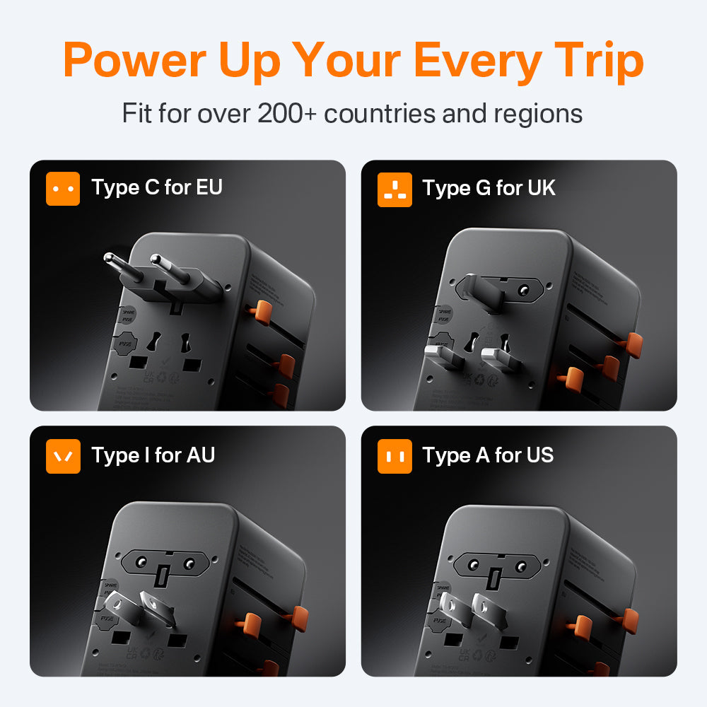 TESSAN 205W Universal Travel Plug Adapter International Travel Adapter Worldwide with USB Type C