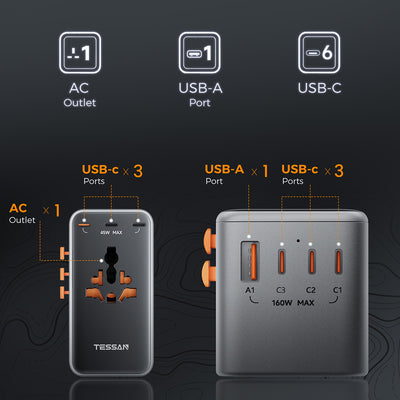 TESSAN Voyager 205W Travel Adapter