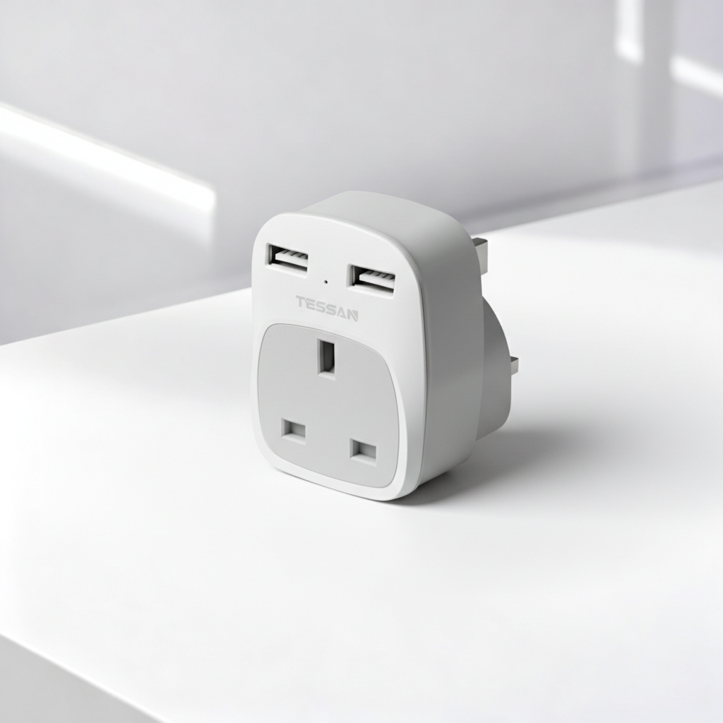 TESSAN - USB Plug Adaptor For Travel to UK US EU Japan Outlet with 2 USB Ports