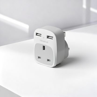 TESSAN - USB Plug Adaptor For Travel to UK US EU Japan Outlet with 2 USB Ports