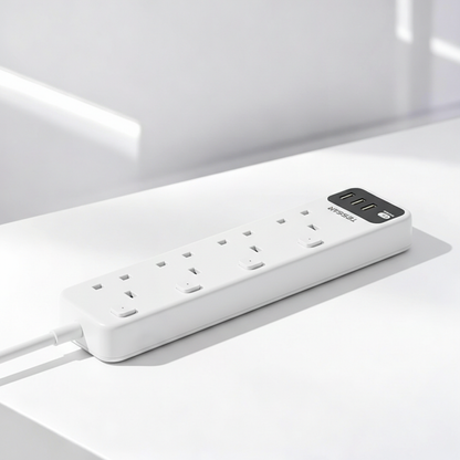 TESSAN - 4 Outlets Extension Cord 13A Individual Switches with 2M Cable and USB-A